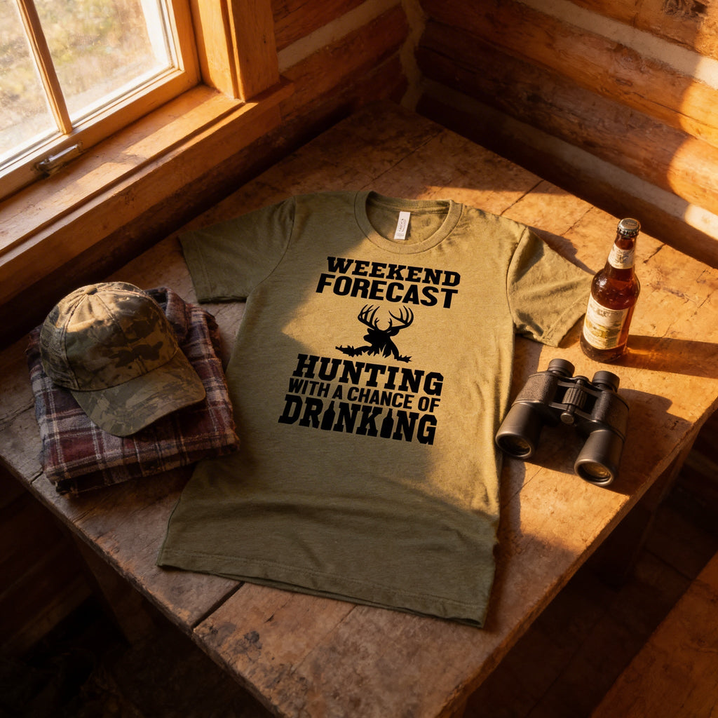 Hunting Gift for Men – Hunting with a Chance of Drinking T-Shirt | Funny Men's Shirt