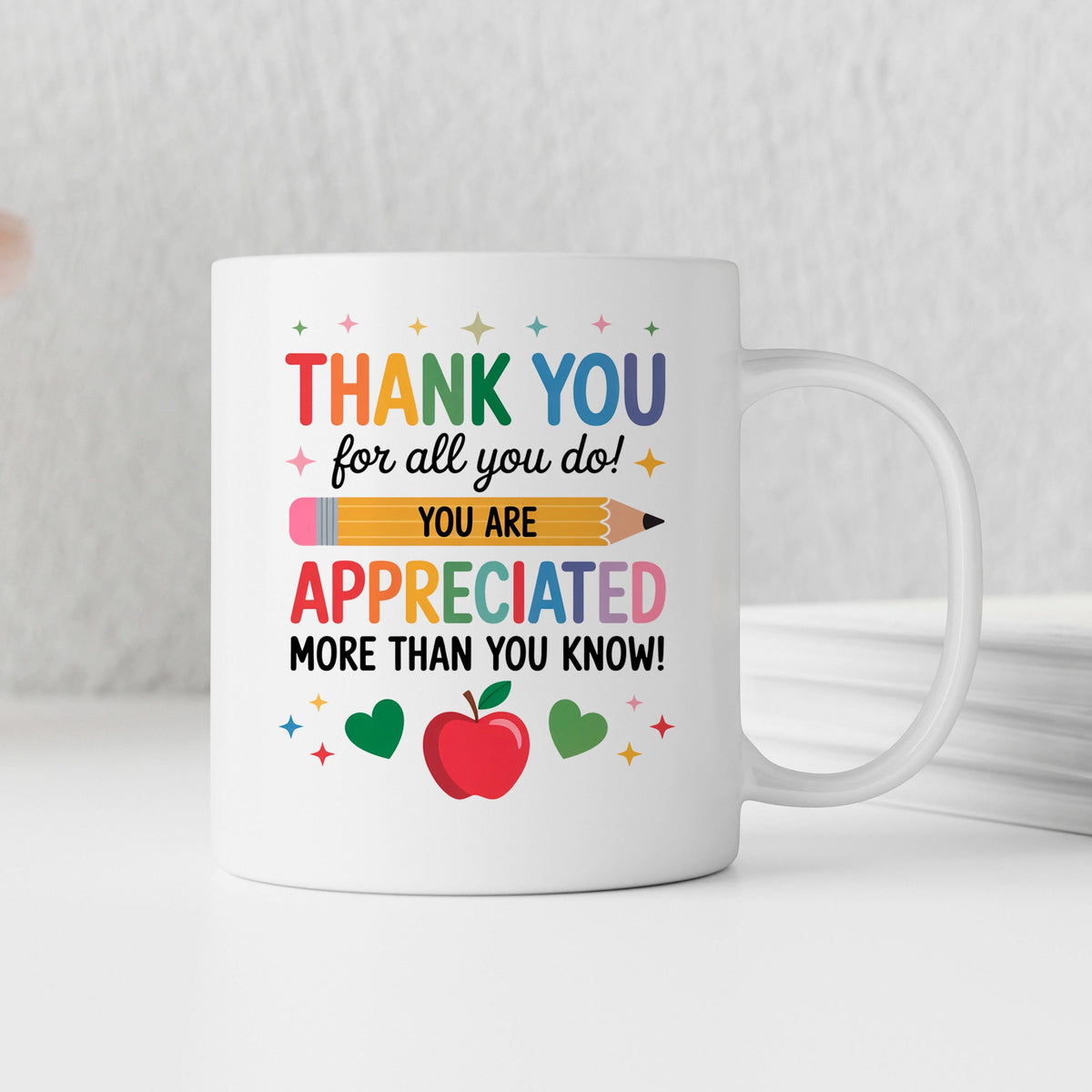 Teacher Appreciation Mug – Colorful Ceramic Coffee Cup | Thank You Gift