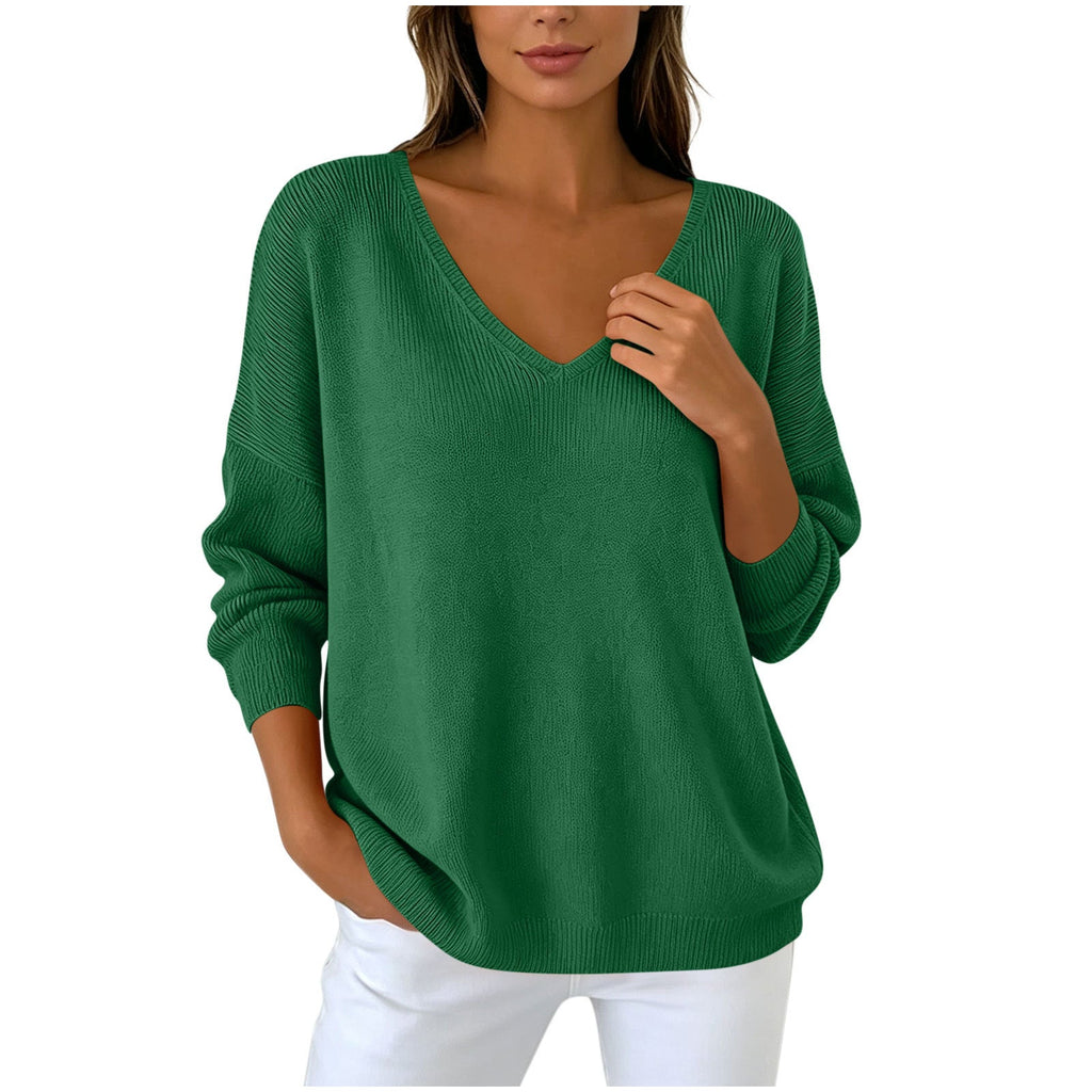 Women’s Relaxed-Fit V-Neck Knit Sweater