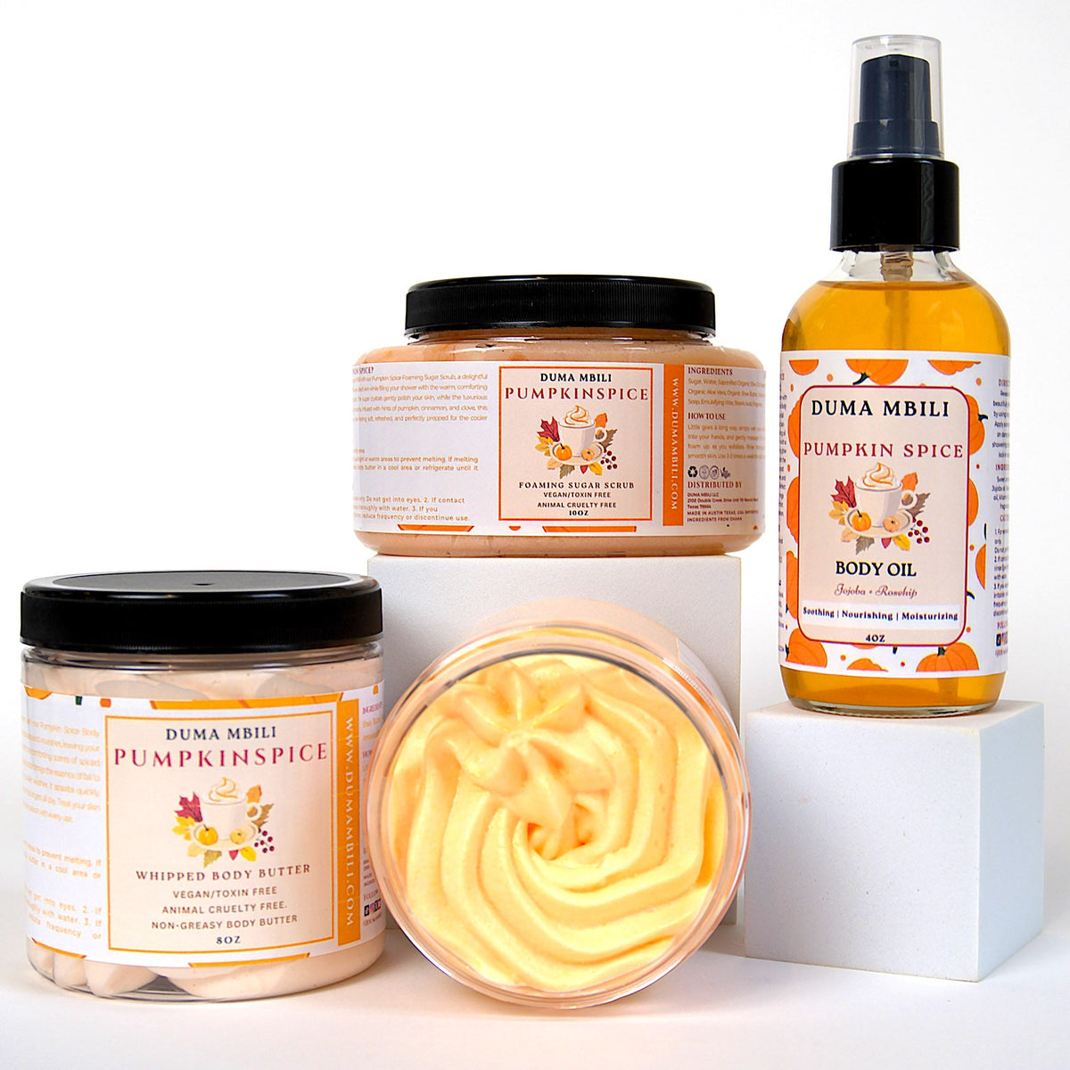 Pumpkin Spice Bundle – Body Oil, Butter & Sugar Scrub Set