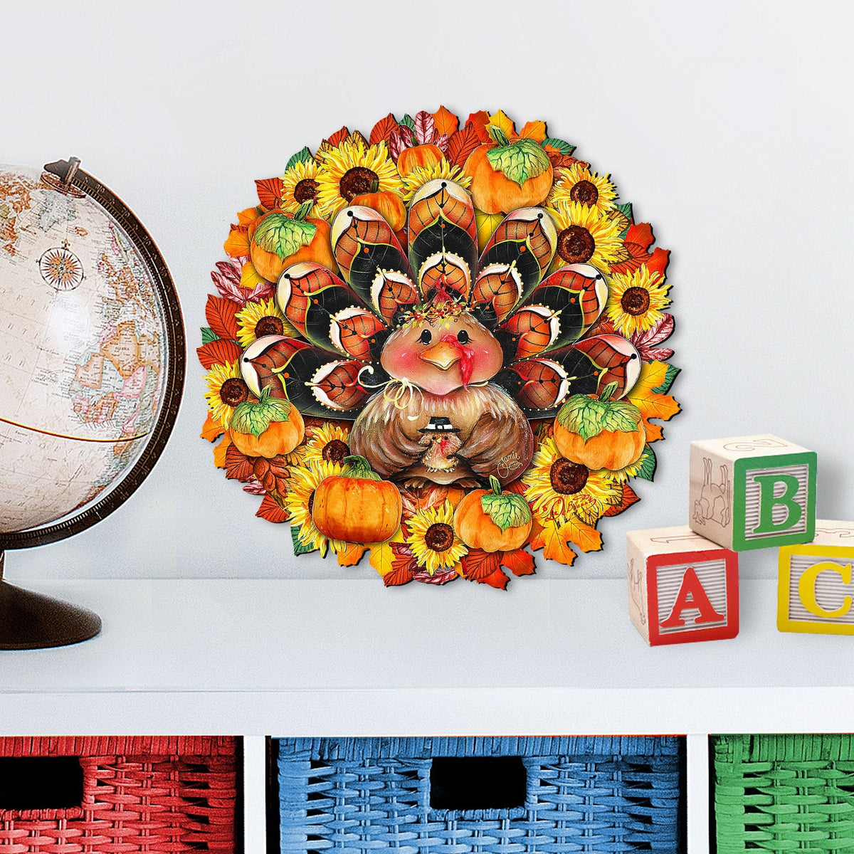Turkey Holiday Door Wreath – Handcrafted Thanksgiving Decor by Jamie Mills-Price