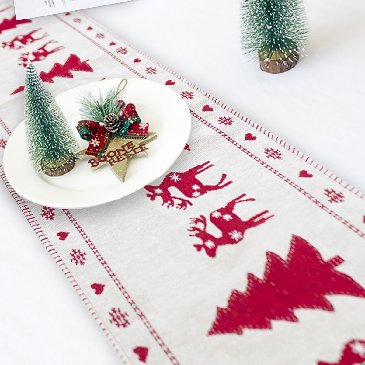 Christmas Elk & Snowman Table Runner