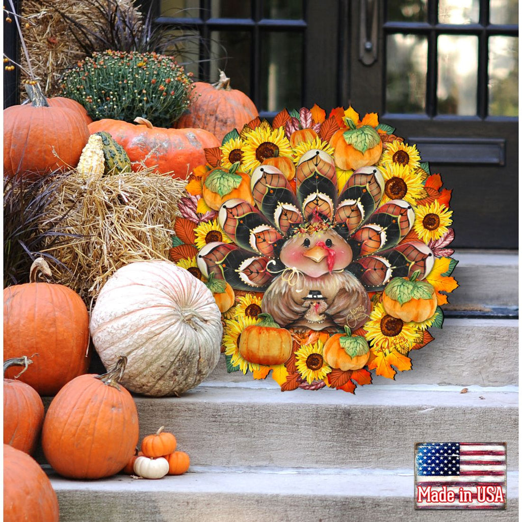 Turkey Holiday Door Wreath – Handcrafted Thanksgiving Decor by Jamie Mills-Price