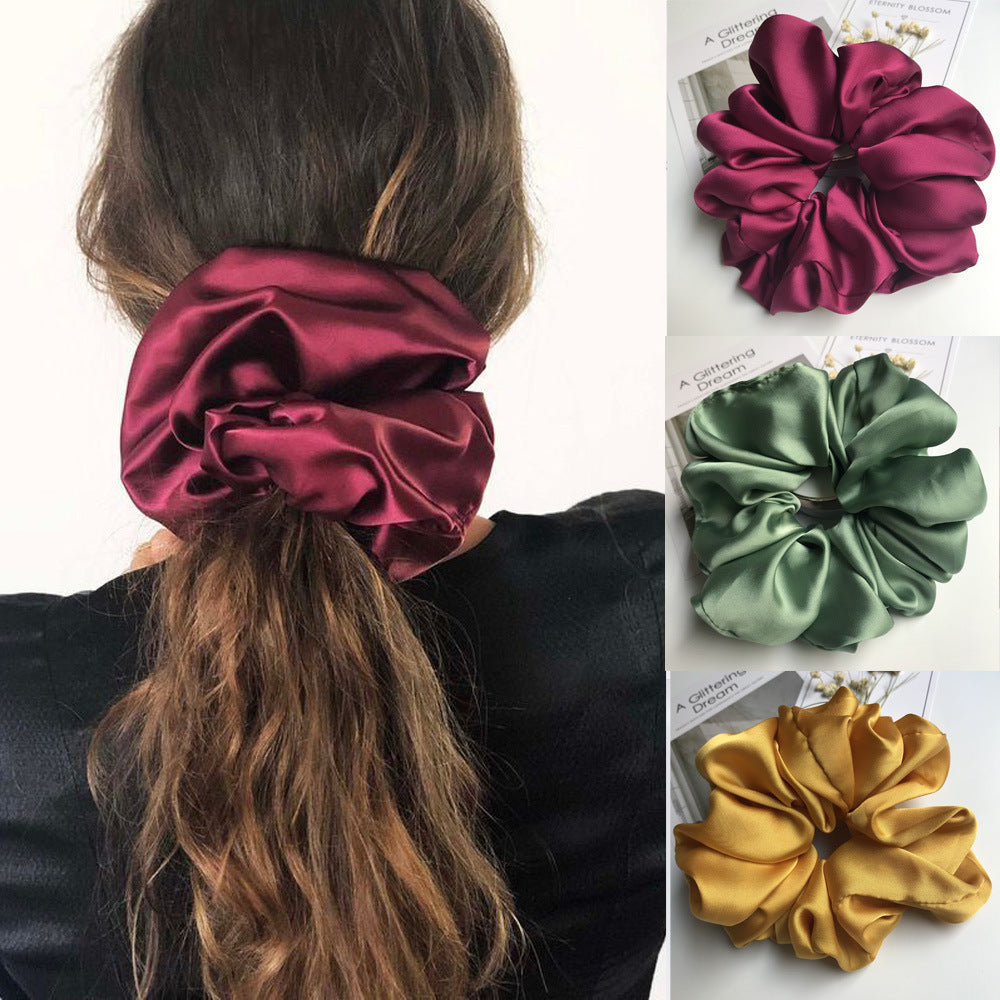 Oversized Satin Scrunchie Hair Tie – 16 Colors, Gentle & Stylish