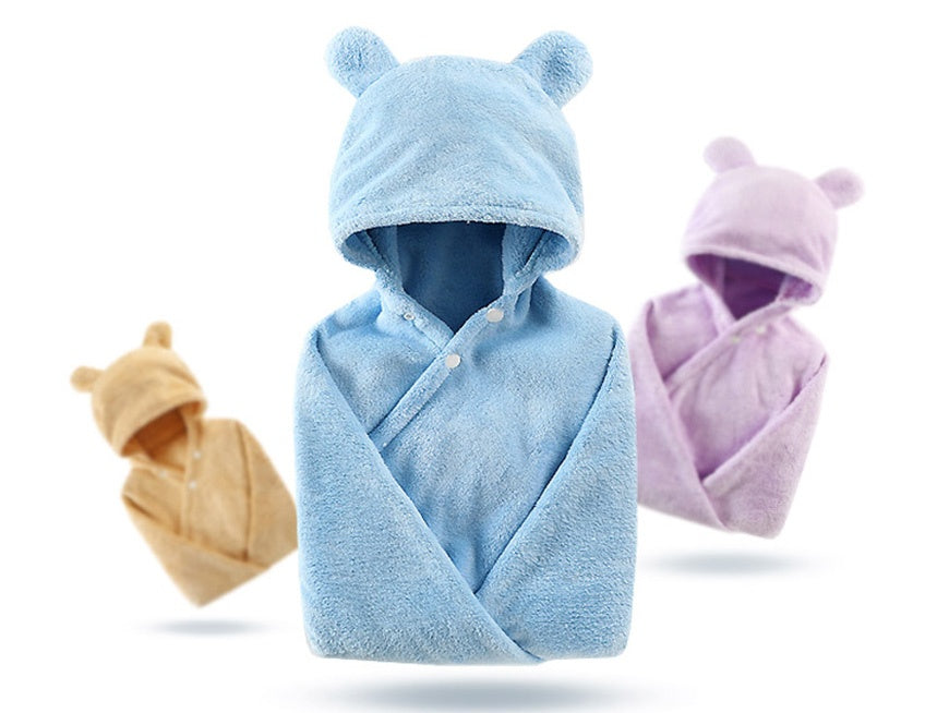 Soft Baby Hooded Bath Towel – Cotton Blend, 5 Colors