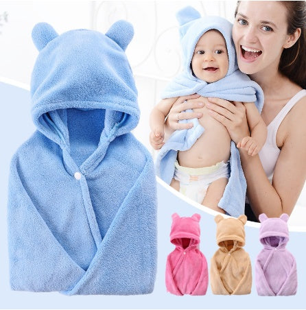 Soft Baby Hooded Bath Towel – Cotton Blend, 5 Colors