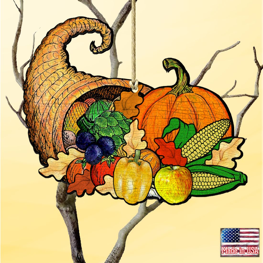 Give A Thanks Wooden Ornaments - Thanksgiving Decor by G. DeBrekht