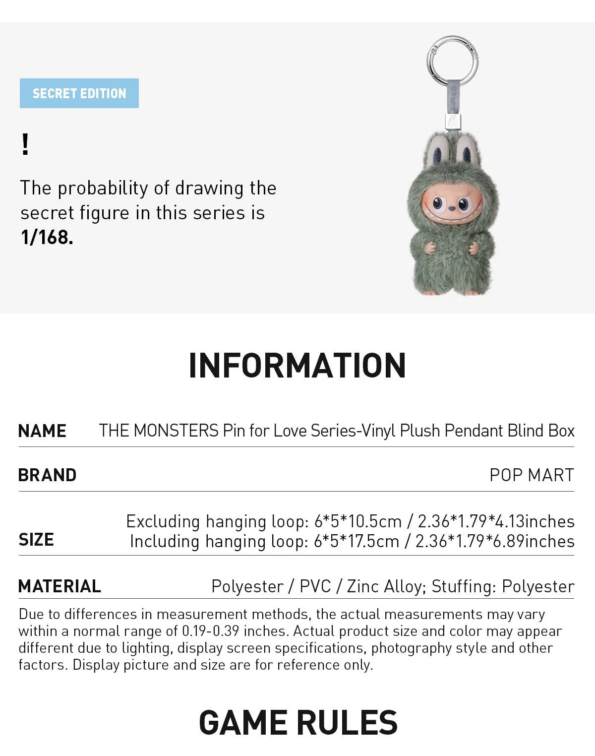 Pop Mart Labubu Pin for Love Series Blind Box (A-M) Yellow – Collectible