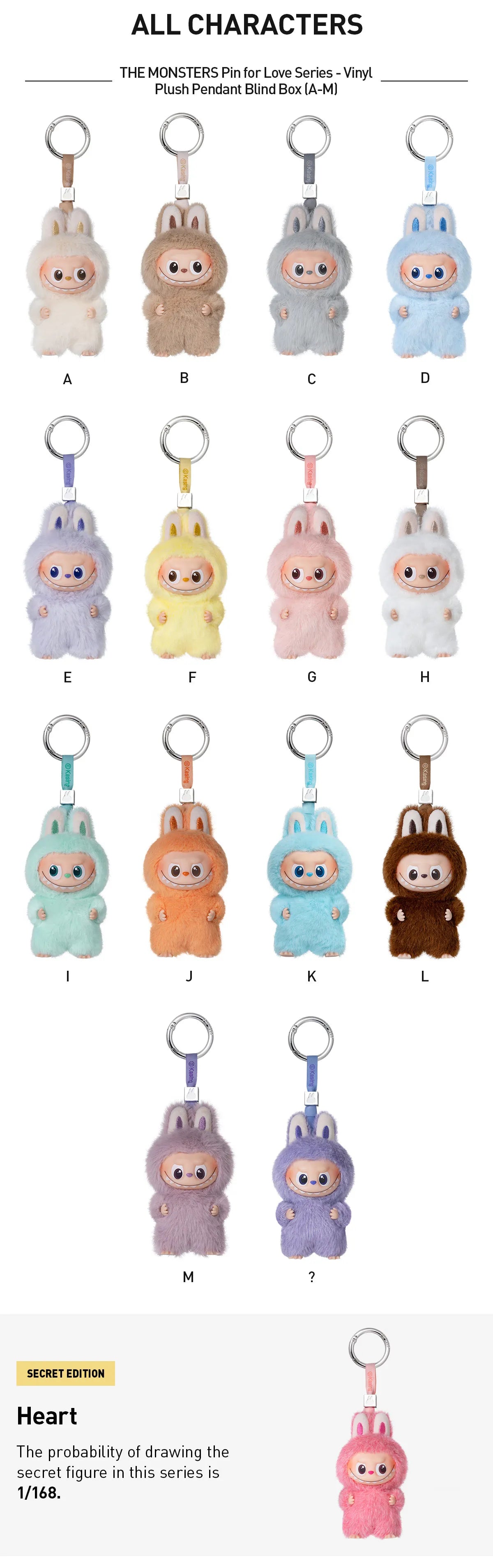Pop Mart Labubu Pin for Love Series Blind Box (A-M) Yellow – Collectible