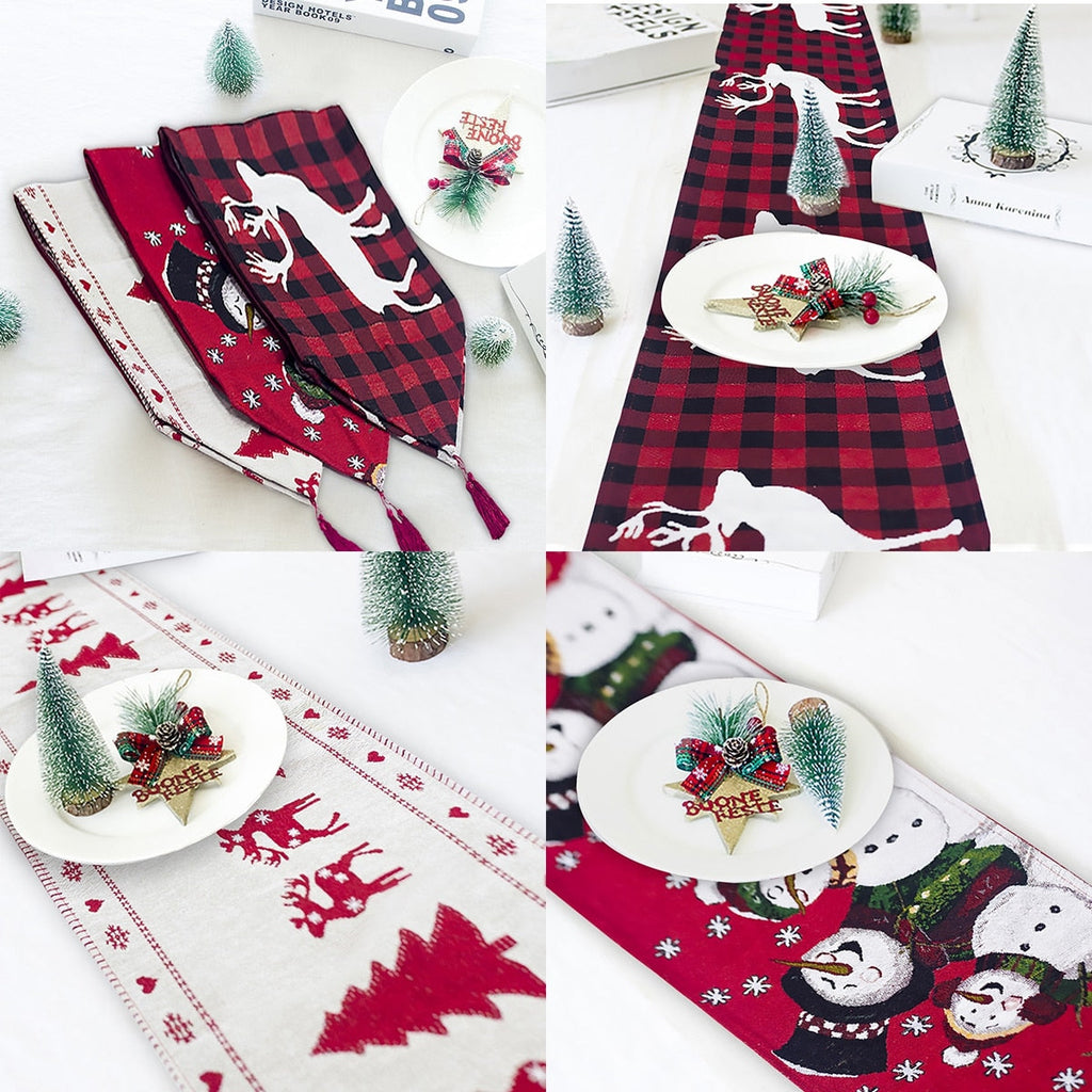 Christmas Elk & Snowman Table Runner