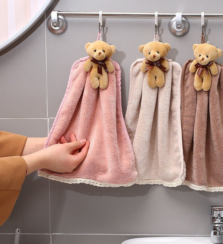Coral Velvet Hanging Dish Towel – Super Absorbent Embroidered Hand Towel