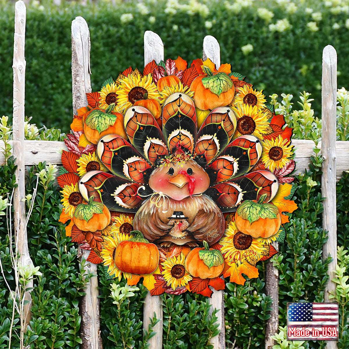 Turkey Holiday Door Wreath – Handcrafted Thanksgiving Decor by Jamie Mills-Price