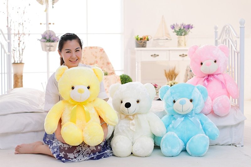 Light Up LED Teddy Bear Stuffed Animal - Colorful Glowing Plush Toy for Kids