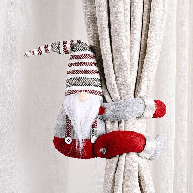 Christmas Santa Gnome Curtain Tiebacks – Holiday Home Decor