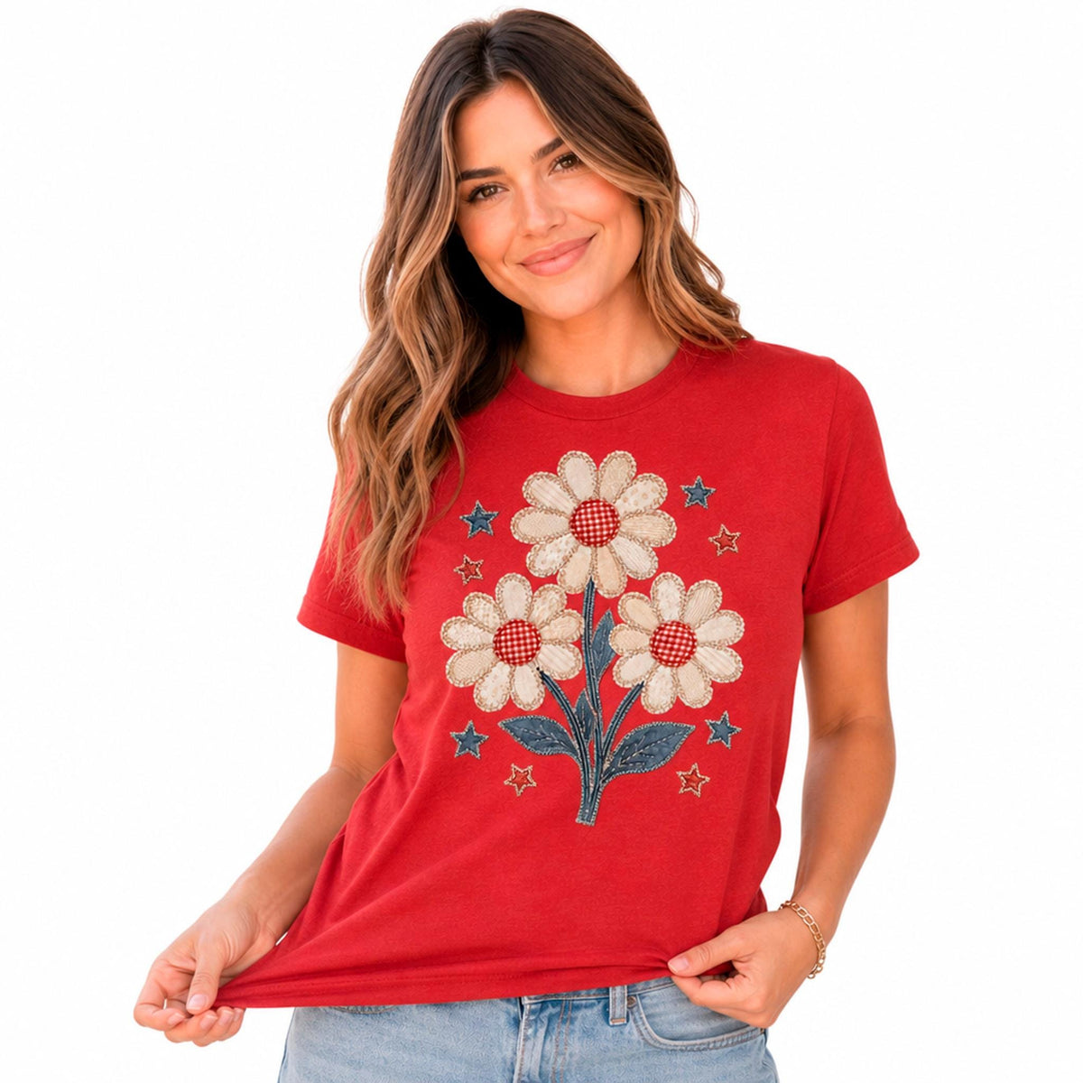Patriotic Shirt – Floral 4th of July Tee | Boho Retro Hippie Daisy Lover Shirt