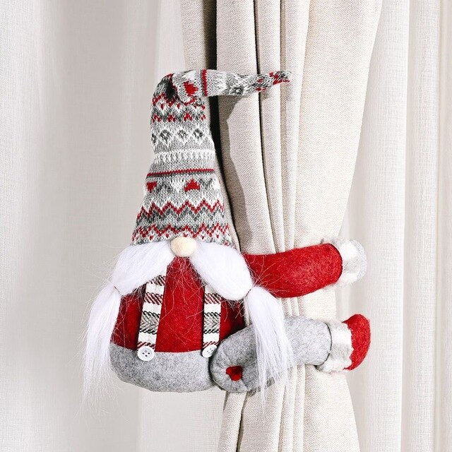 Christmas Santa Gnome Curtain Tiebacks – Holiday Home Decor