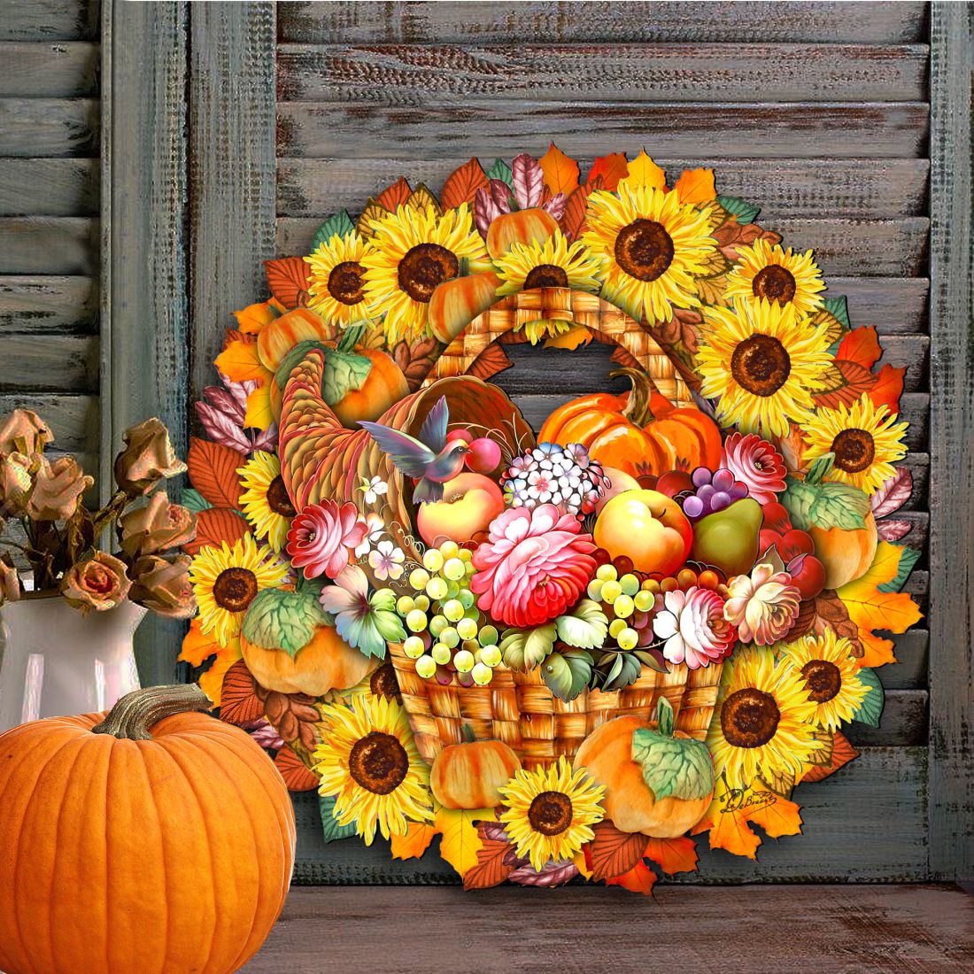 Thanksgiving Holiday Door Wreath - Seasonal Decor by G. DeBrekht