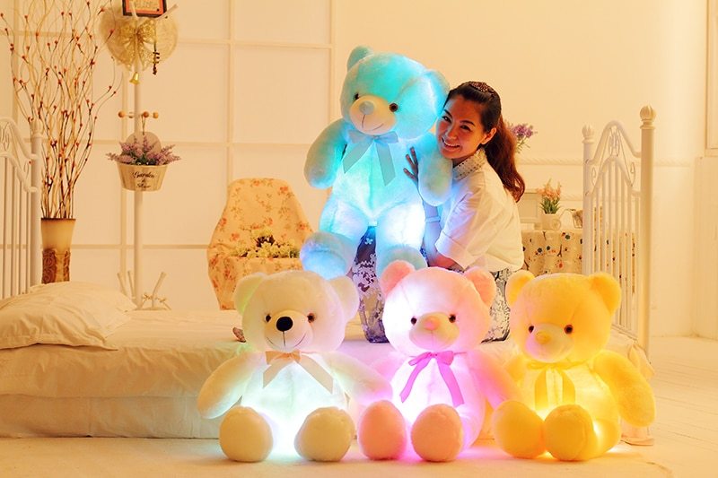 Light Up LED Teddy Bear Stuffed Animal - Colorful Glowing Plush Toy for Kids