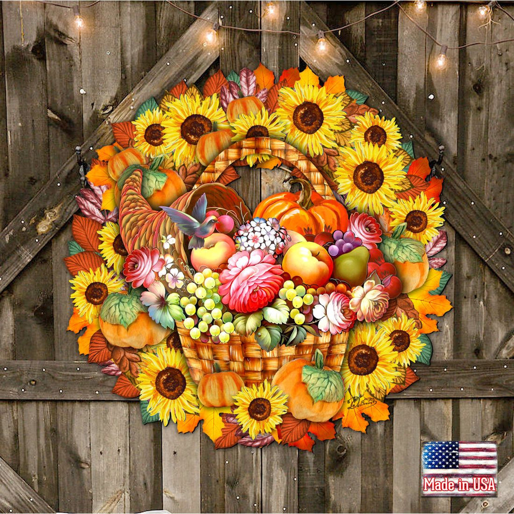 Thanksgiving Holiday Door Wreath - Seasonal Decor by G. DeBrekht