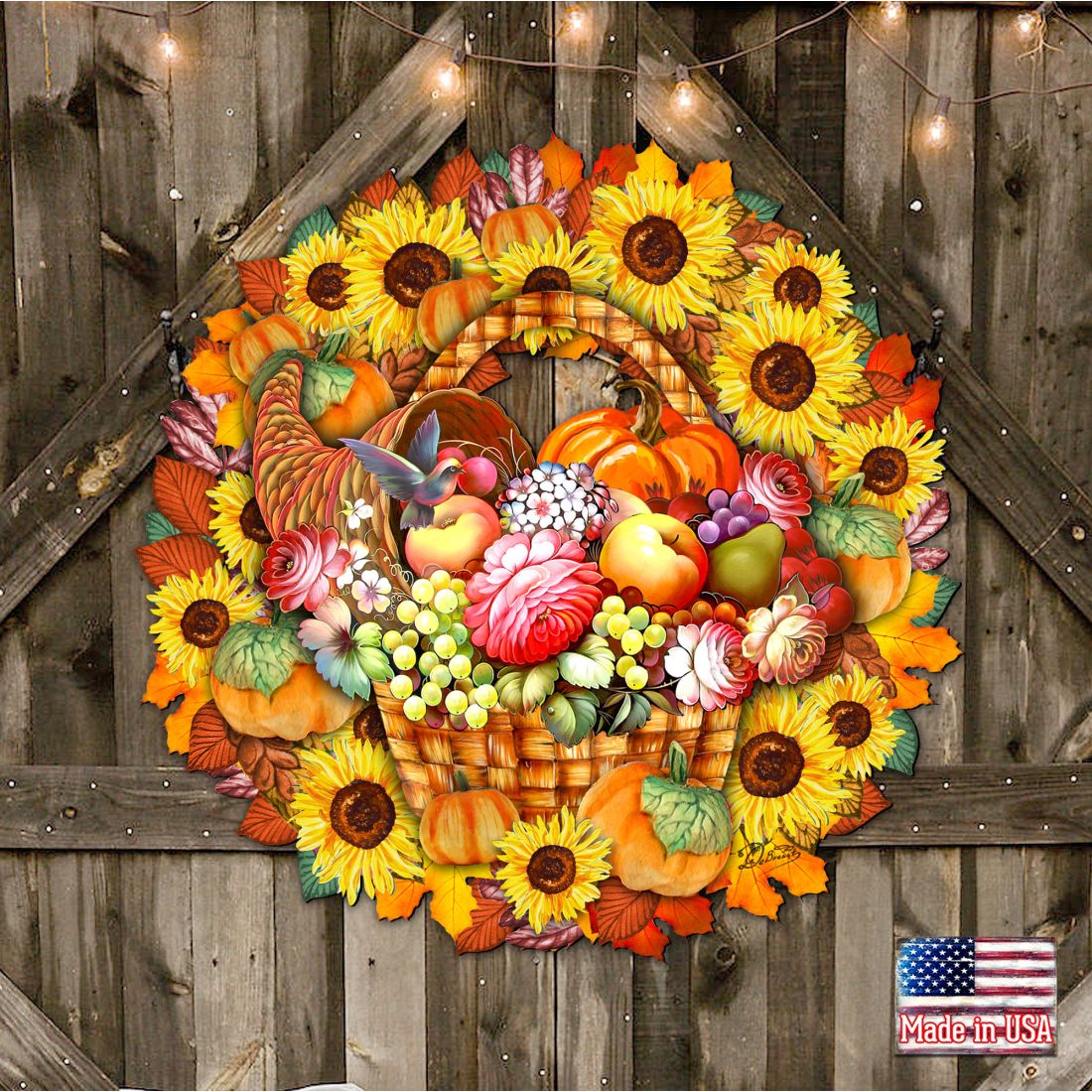 Thanksgiving Holiday Door Wreath - Seasonal Decor by G. DeBrekht