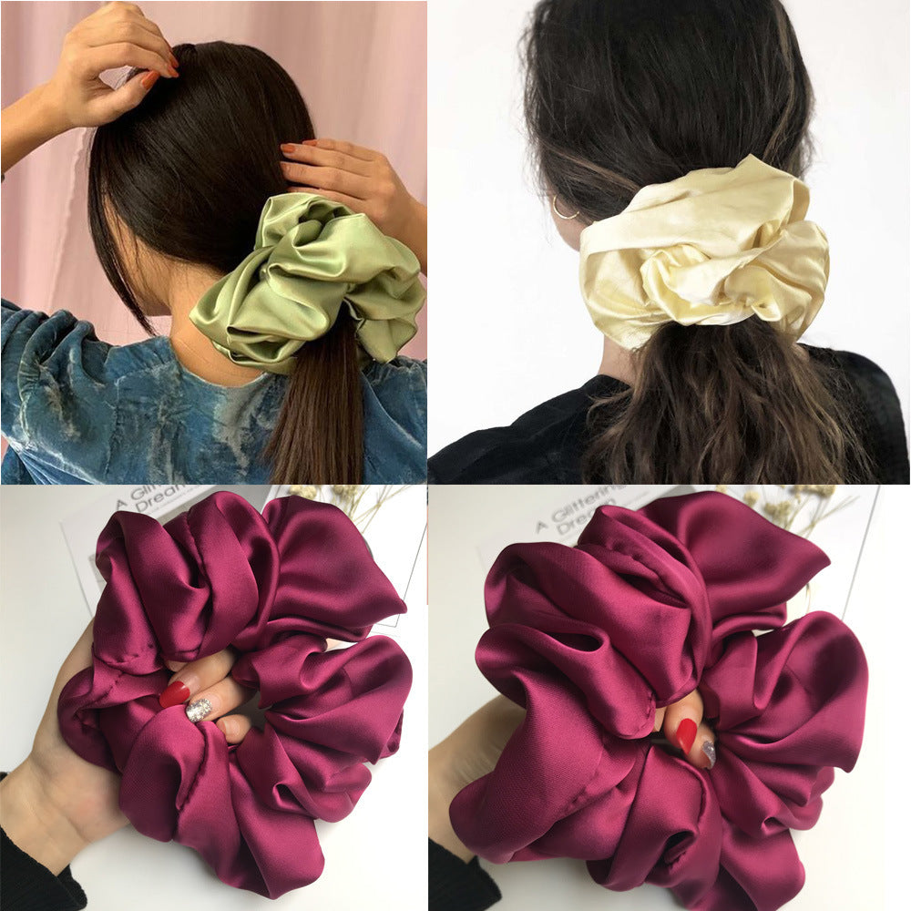 Oversized Satin Scrunchie Hair Tie – 16 Colors, Gentle & Stylish