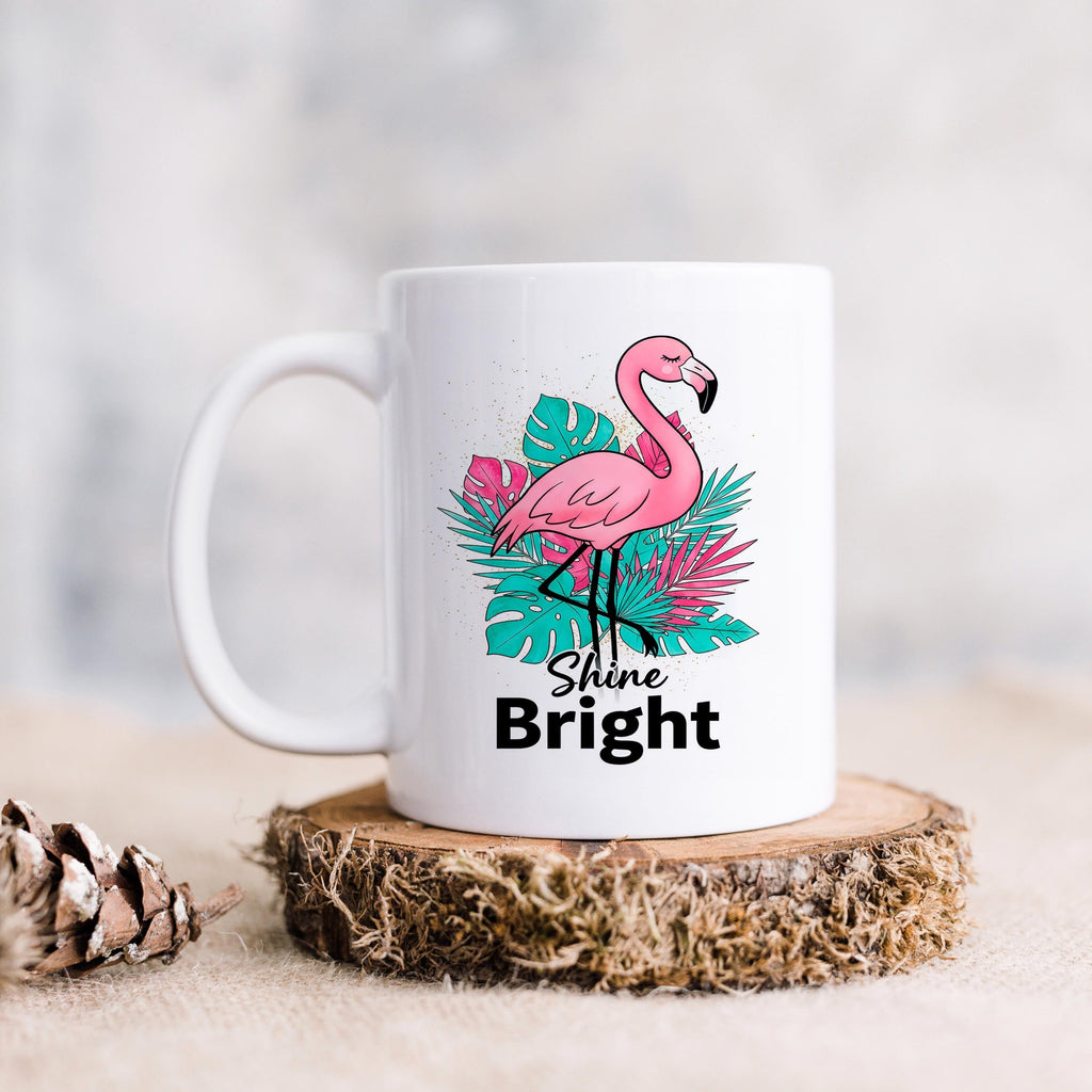 Flamingo Shine Bright Mug – Tropical Coffee Mug | Cute Flamingo Cup, Dishwasher Safe