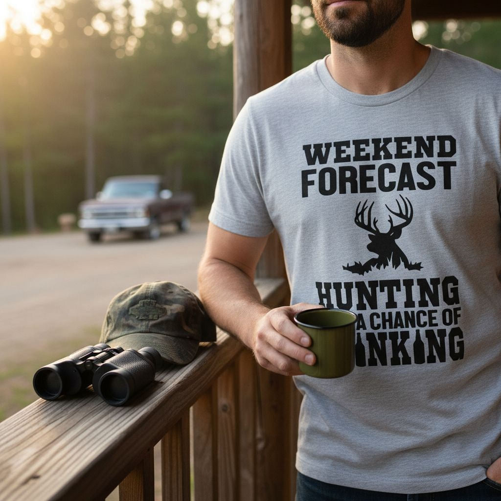 Hunting Gift for Men – Hunting with a Chance of Drinking T-Shirt | Funny Men's Shirt