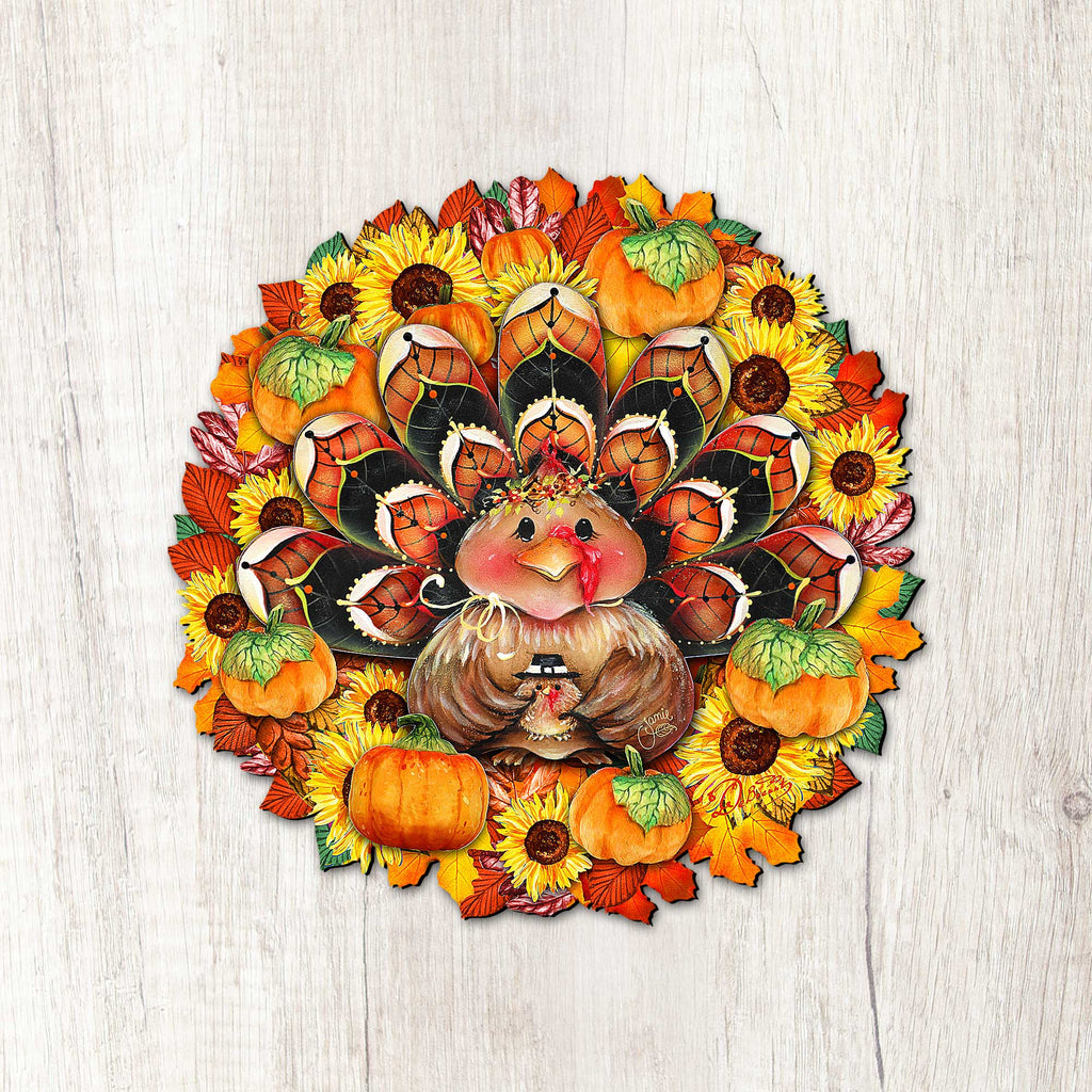 Turkey Holiday Door Wreath – Handcrafted Thanksgiving Decor by Jamie Mills-Price