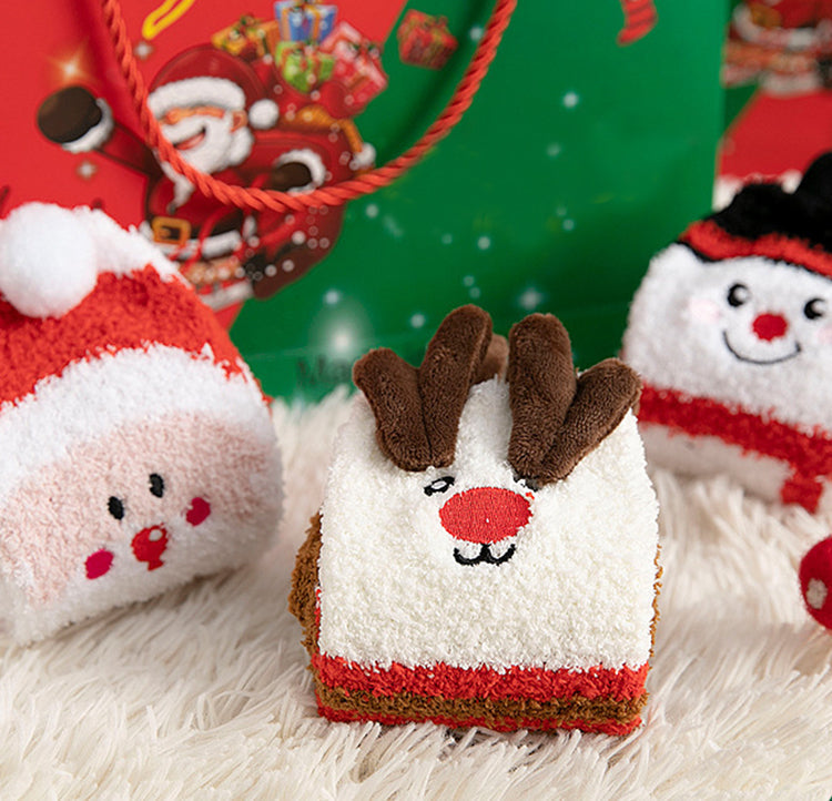 Christmas Fleece Socks – Santa, Elk & Snowman