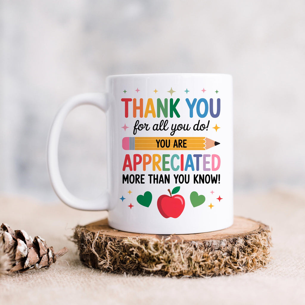 Teacher Appreciation Mug – Colorful Ceramic Coffee Cup | Thank You Gift