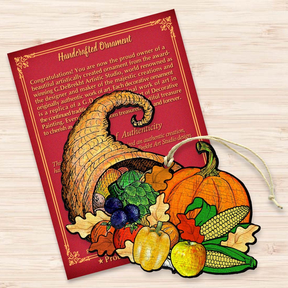 Give A Thanks Wooden Ornaments - Thanksgiving Decor by G. DeBrekht