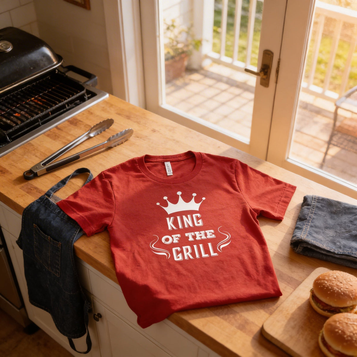 Men's Grill T-Shirt – King of the Grill | BBQ Cooking Gift for Dad & Grilling Gift Idea