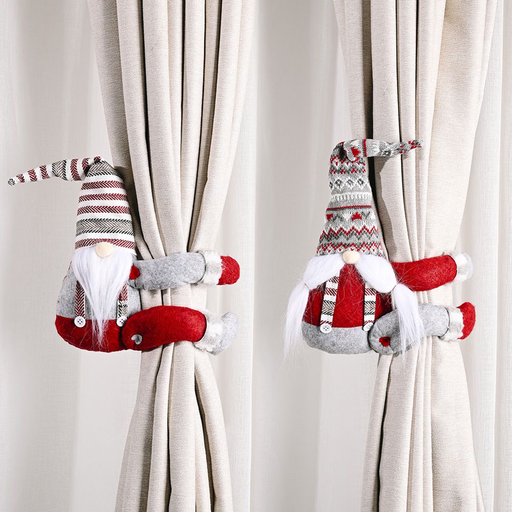 Christmas Santa Gnome Curtain Tiebacks – Holiday Home Decor