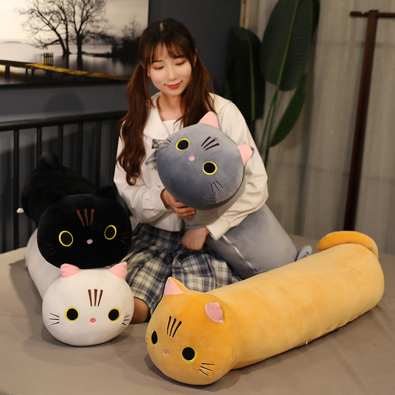 Large Cartoon Cat Plush Toy - Stuffed Animal Long Body Pillow Cushion