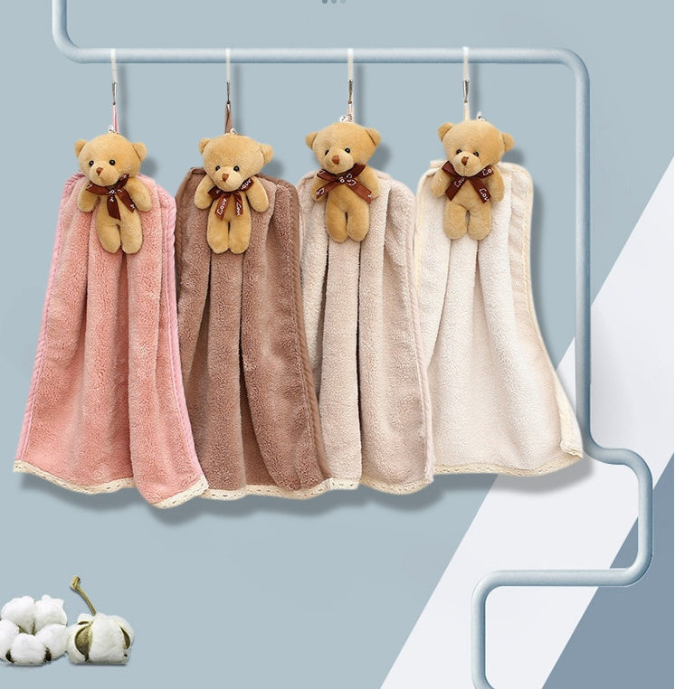 Coral Velvet Hanging Dish Towel – Super Absorbent Embroidered Hand Towel