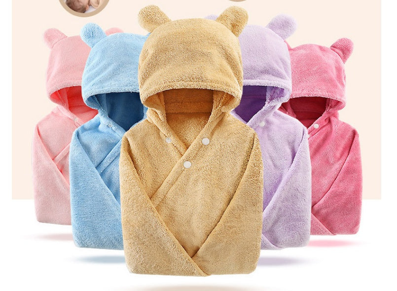 Soft Baby Hooded Bath Towel – Cotton Blend, 5 Colors