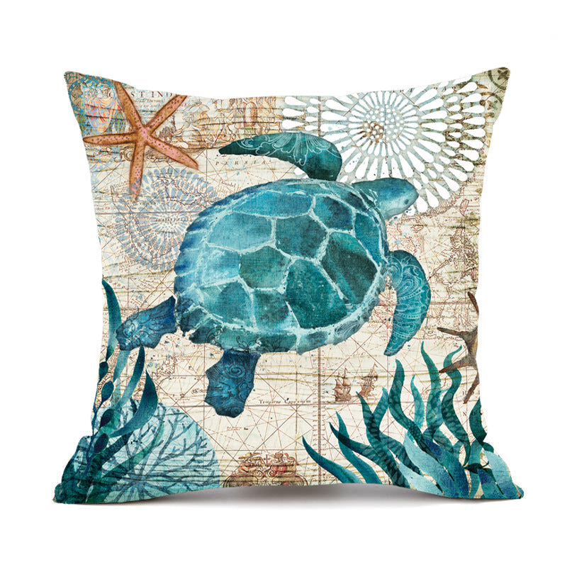 Ocean Animal Throw Pillow Covers – Linen Cushion Cases for Sofa & Home