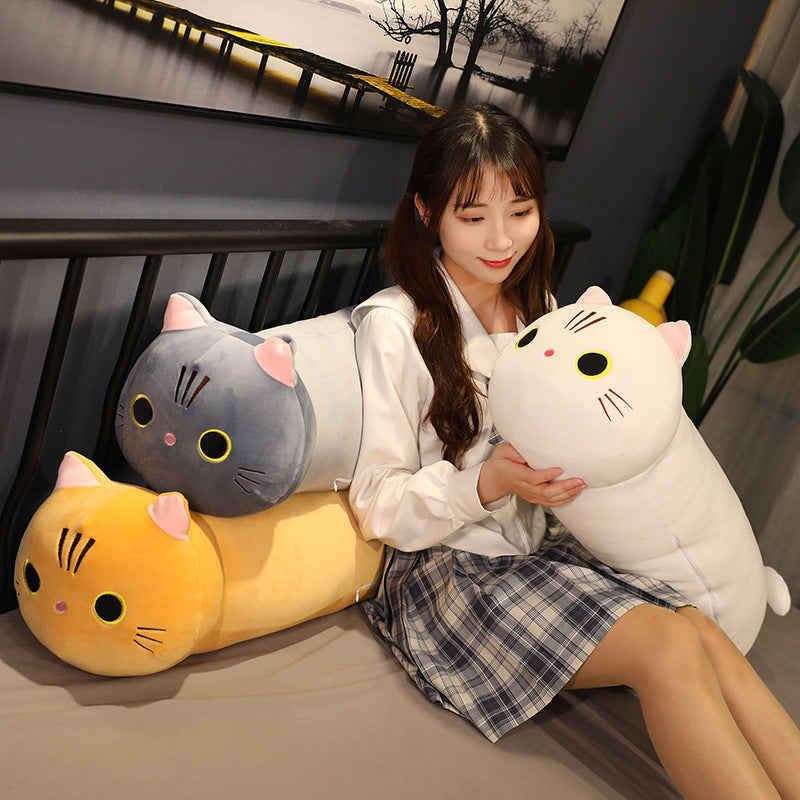 Large Cartoon Cat Plush Toy - Stuffed Animal Long Body Pillow Cushion