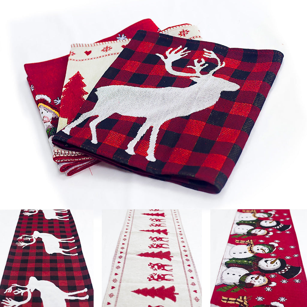 Christmas Elk & Snowman Table Runner