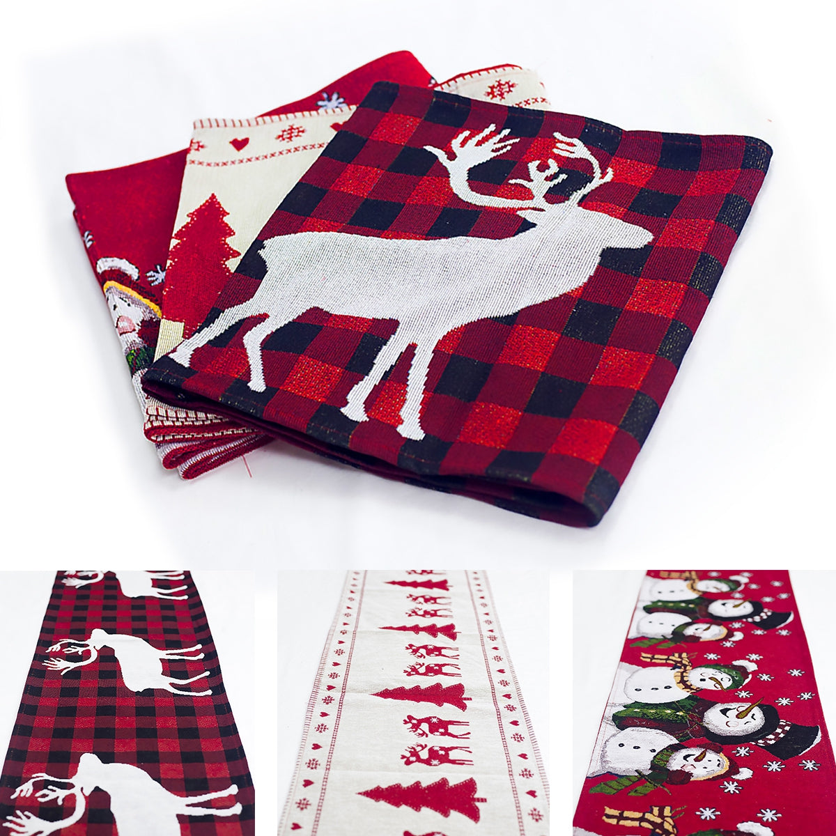 Christmas Elk & Snowman Table Runner