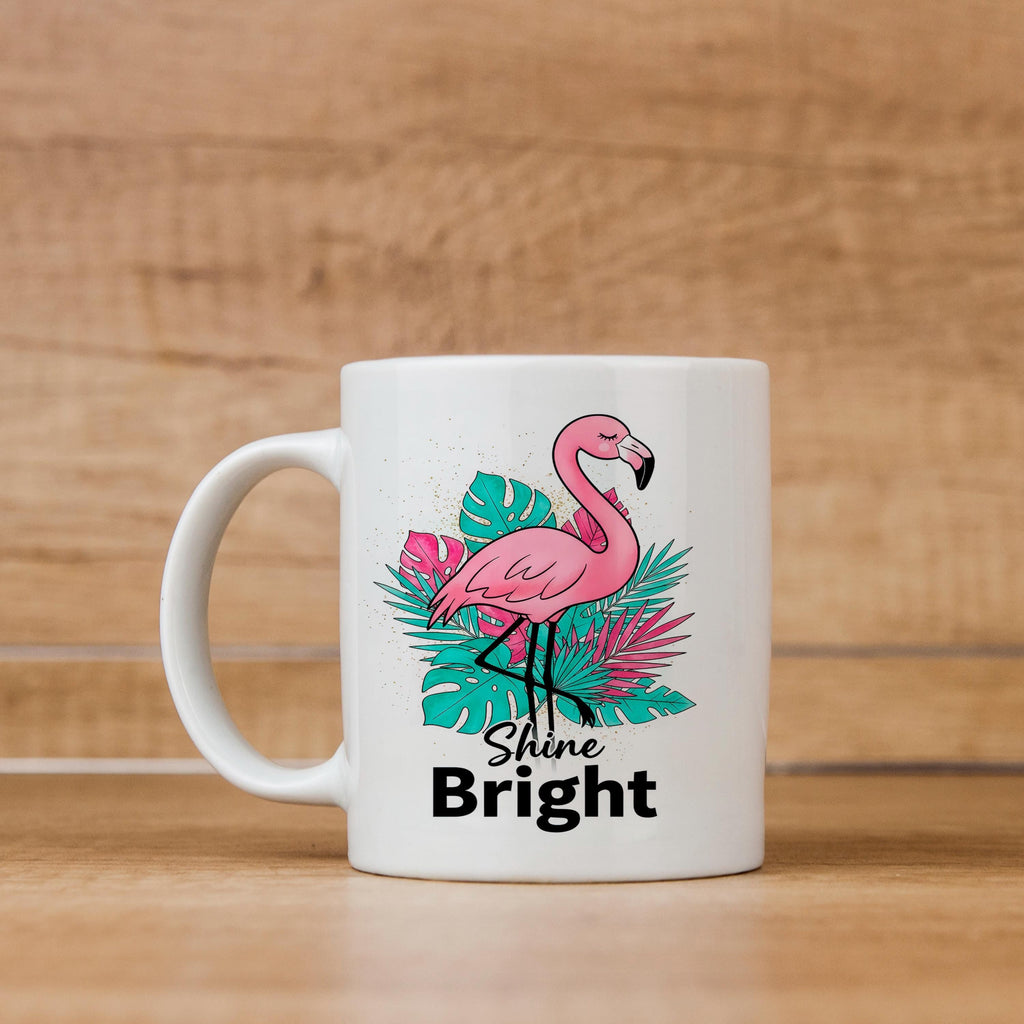 Flamingo Shine Bright Mug – Tropical Coffee Mug | Cute Flamingo Cup, Dishwasher Safe