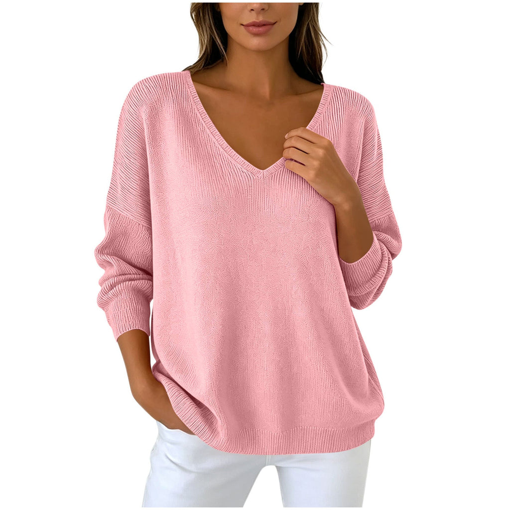 Women’s Relaxed-Fit V-Neck Knit Sweater