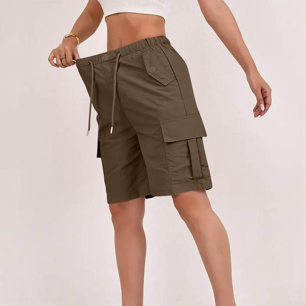 Women's High-Waisted Drawstring Shorts with Pockets