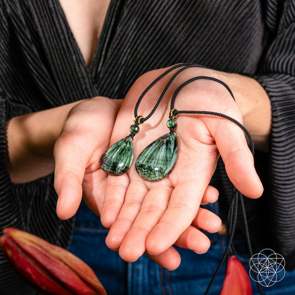 Seraphinite Crystal Pendant Necklace – Rare Angel Stone Healing Jewelry