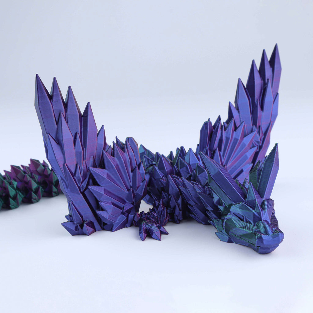 3D Printed Crystal Wing Dragon – Articulated Fidget & Desk Toy