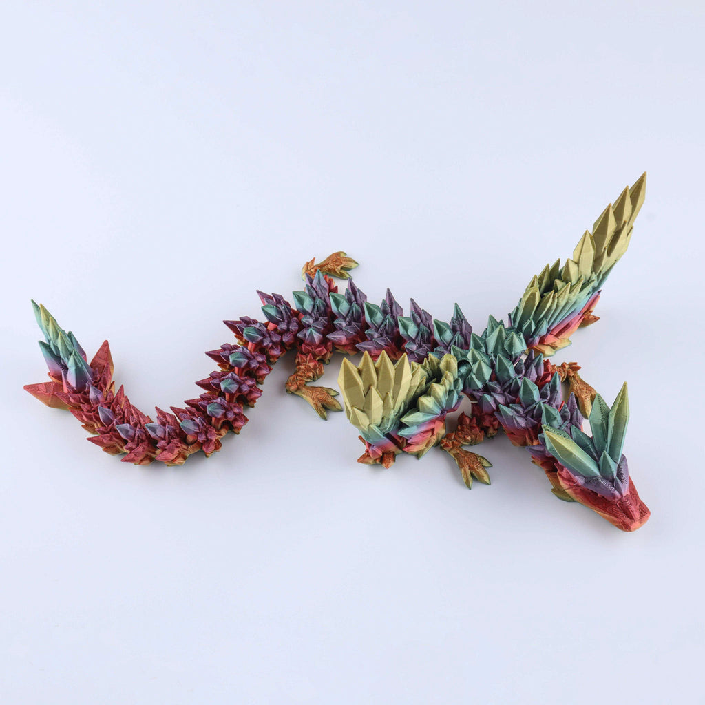 3D Printed Crystal Wing Dragon – Articulated Fidget & Desk Toy