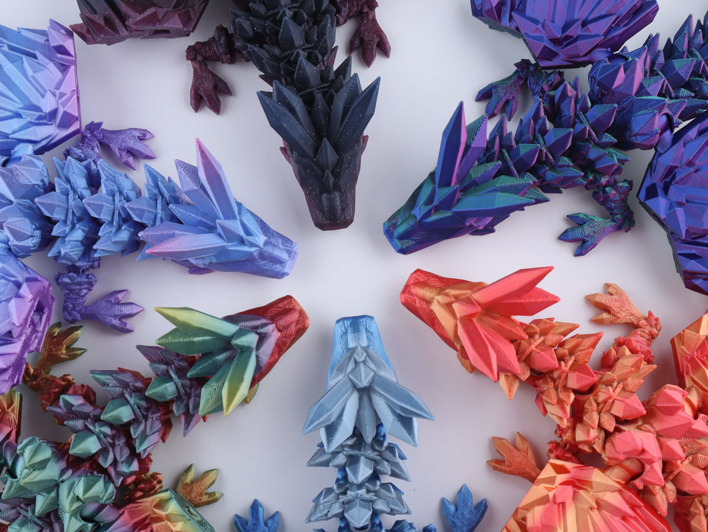 3D Printed Crystal Wing Dragon – Articulated Fidget & Desk Toy