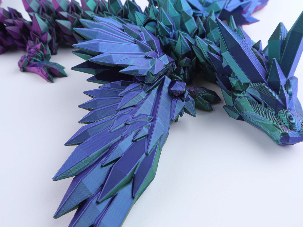 3D Printed Crystal Wing Dragon – Articulated Fidget & Desk Toy