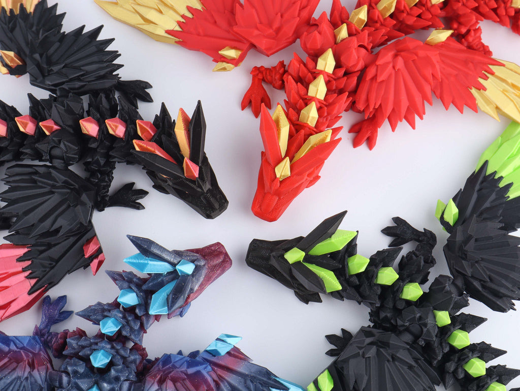 3D Printed Crystal Wing Dragon – Articulated Fidget & Desk Toy