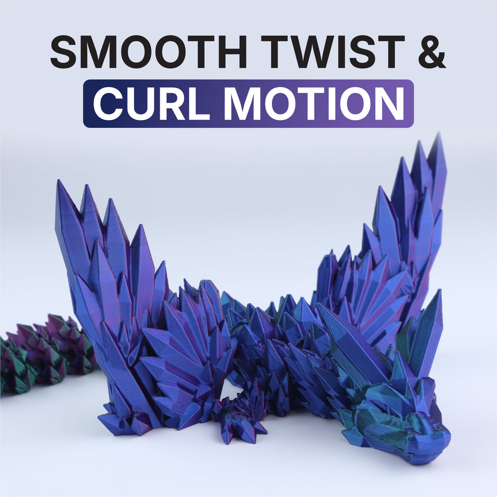 3D Printed Crystal Wing Dragon – Articulated Fidget & Desk Toy